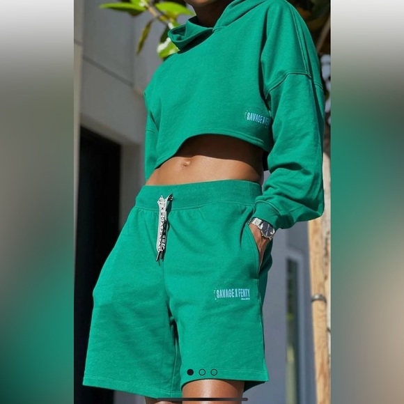 Savage X Fenty Xssential Terry Cropped Hoodie and Matching Shorts